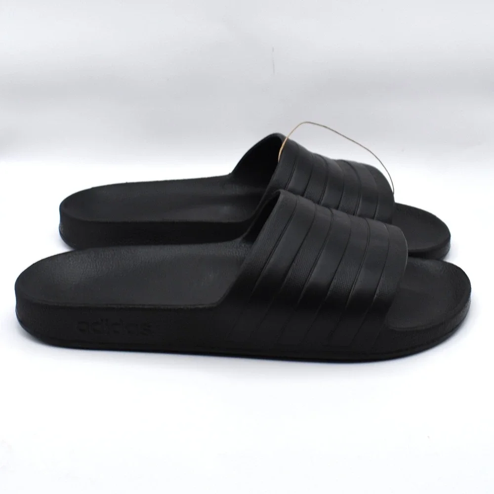 adidas Adilette Aqua Slides Sandals Slip On Men's 13 Women's 14 Black NWT F35550